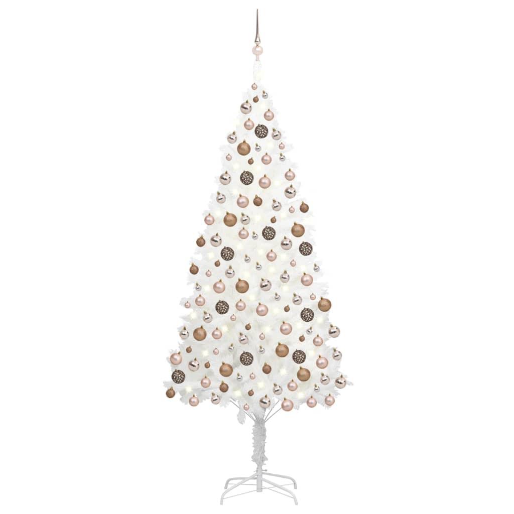 Artificial Christmas Tree with LEDs&Ball Set White 94.5" - vidaXL - 3077636 - Set Shop and Smile