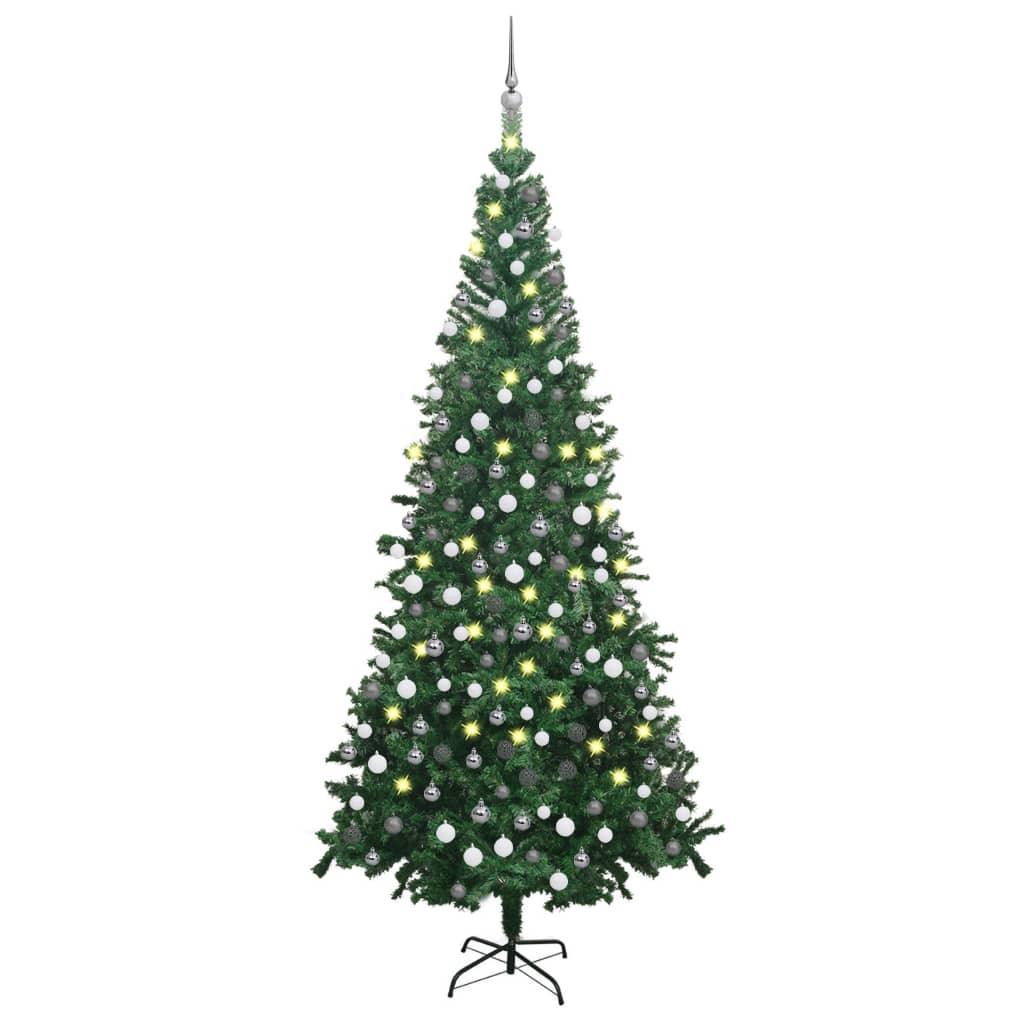 Artificial Christmas Tree with LEDs&Ball Set L 94.5" Green - vidaXL - 3077663 - Set Shop and Smile