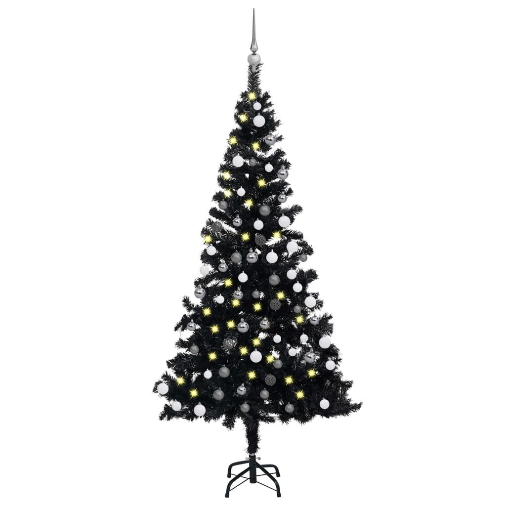 Artificial Christmas Tree with LEDs&Ball Set Black 70.9" PVC - vidaXL - 3077676 - Set Shop and Smile