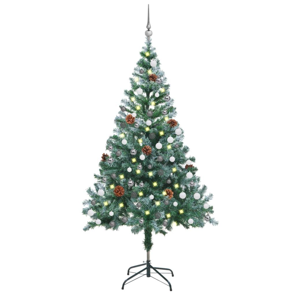 Frosted Christmas Tree with LEDs&Ball Set Pinecones 59.1" - vidaXL - 3077699 - Set Shop and Smile