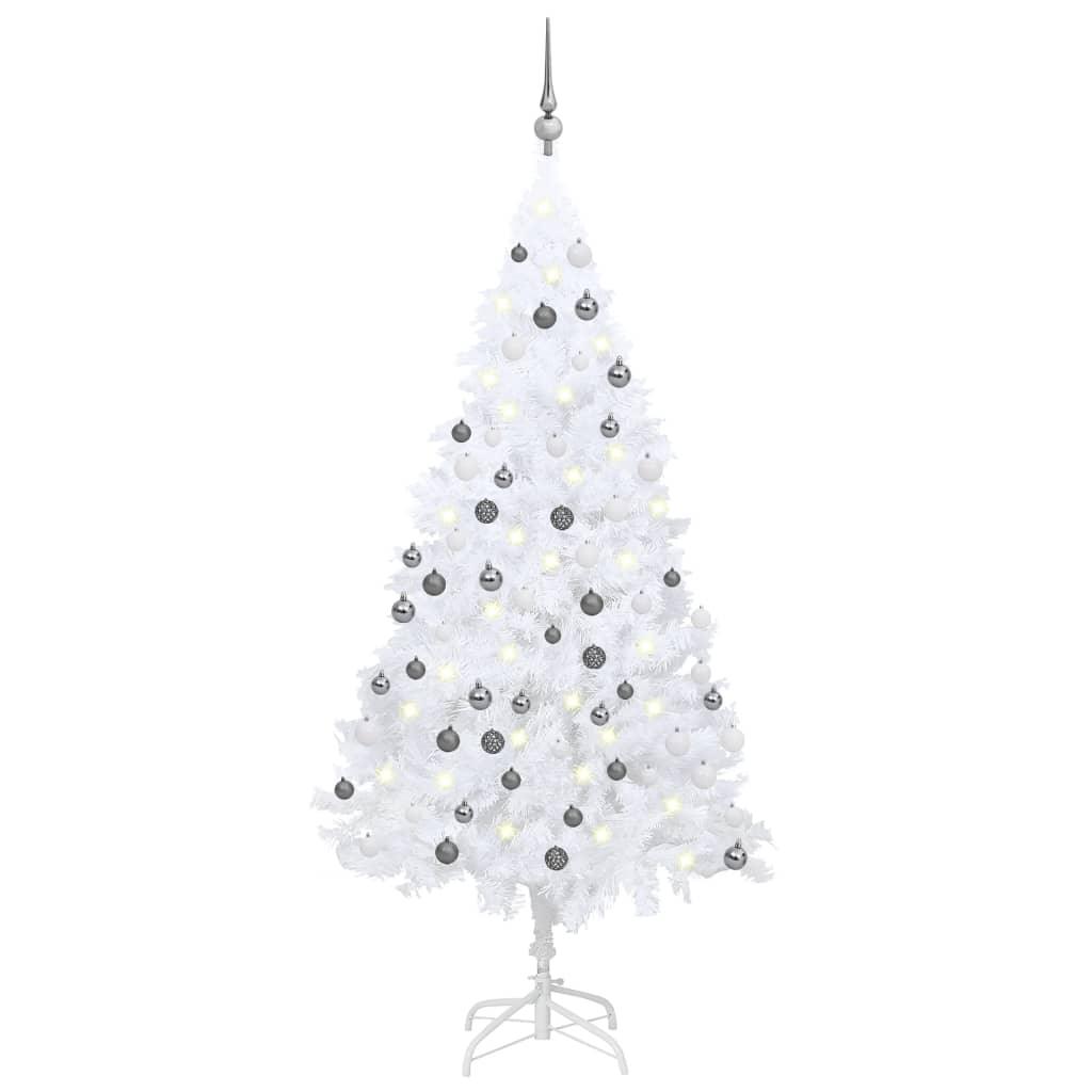 Artificial Christmas Tree with LEDs&Ball Set White 47.2" PVC - vidaXL - 3077711 - Set Shop and Smile