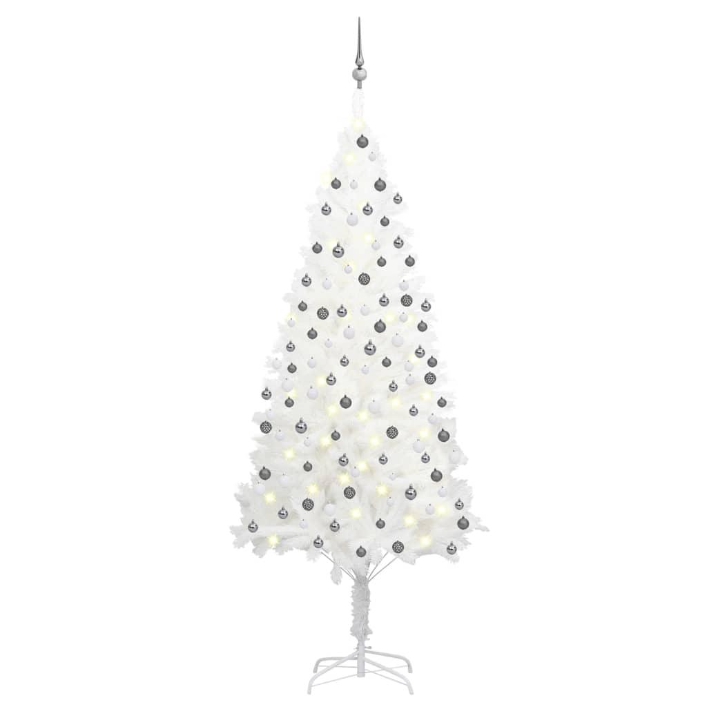 Artificial Christmas Tree with LEDs&Ball Set White 82.7" - vidaXL - 3077721 - Set Shop and Smile