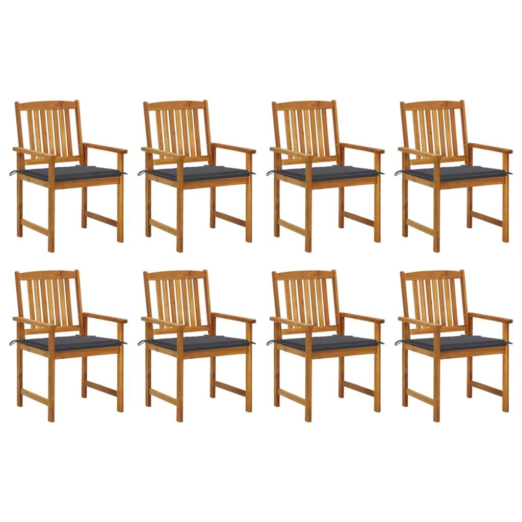 Patio Chairs with Cushions 8 pcs Solid Acacia Wood - vidaXL - 3078166 - Set Shop and Smile