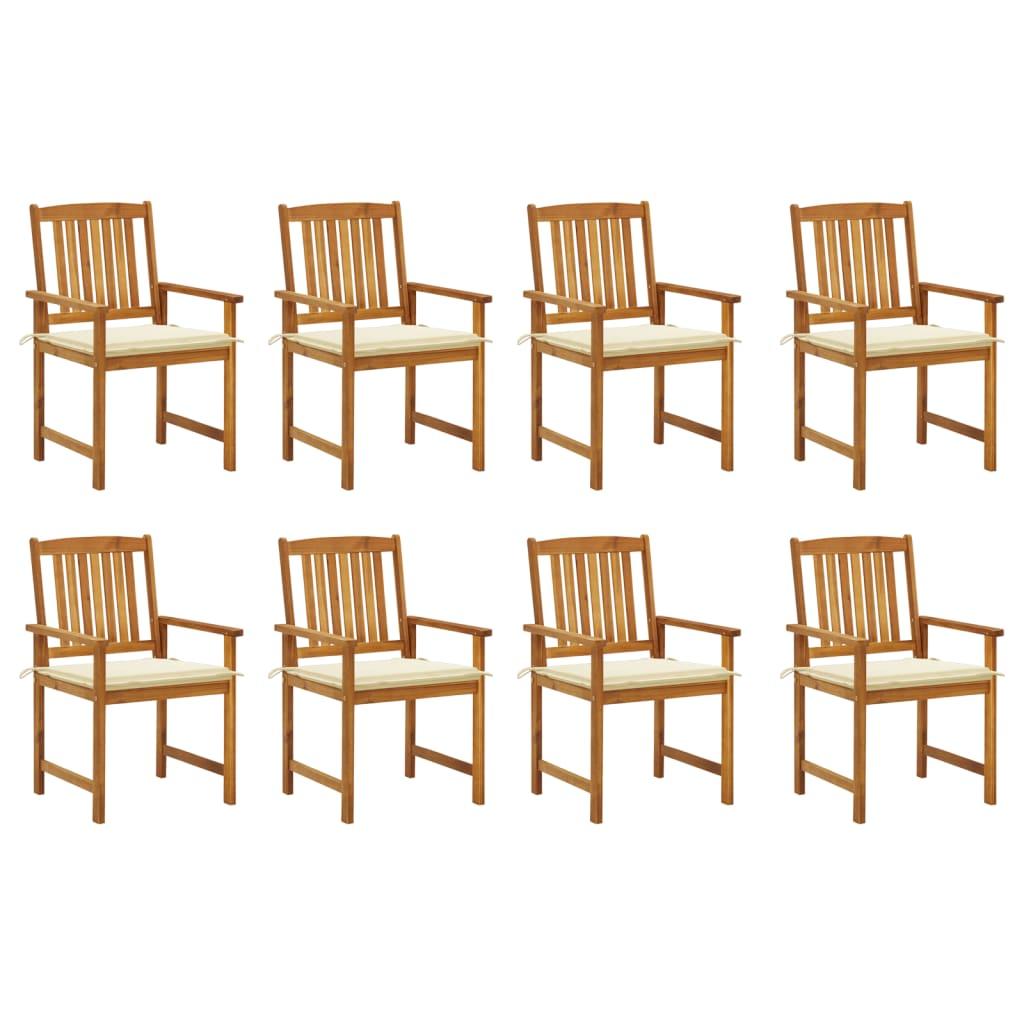 Patio Chairs with Cushions 8 pcs Solid Acacia Wood - vidaXL - 3078168 - Set Shop and Smile
