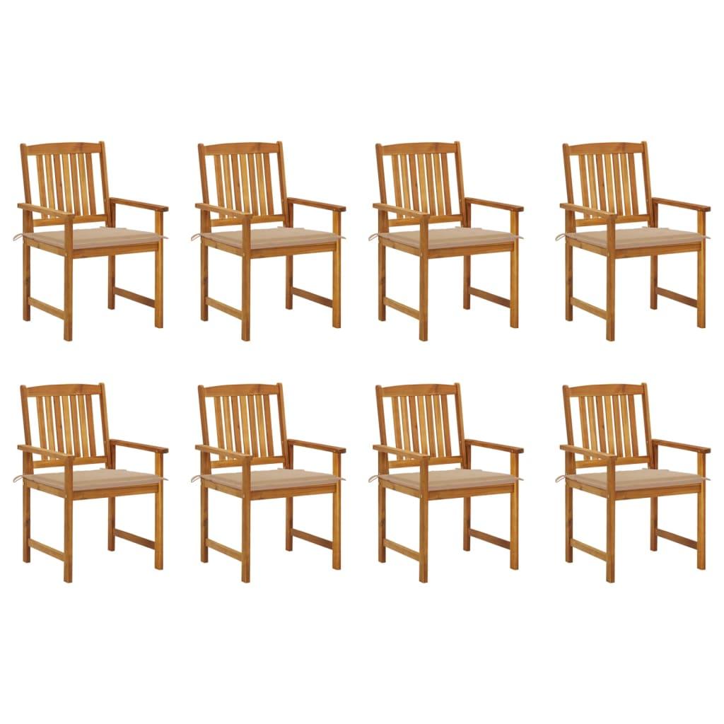 Patio Chairs with Cushions 8 pcs Solid Acacia Wood - vidaXL - 3078169 - Set Shop and Smile