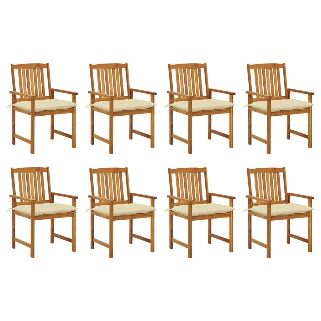 Patio Chairs with Cushions 8 pcs Solid Acacia Wood - vidaXL - 3078195 - Set Shop and Smile