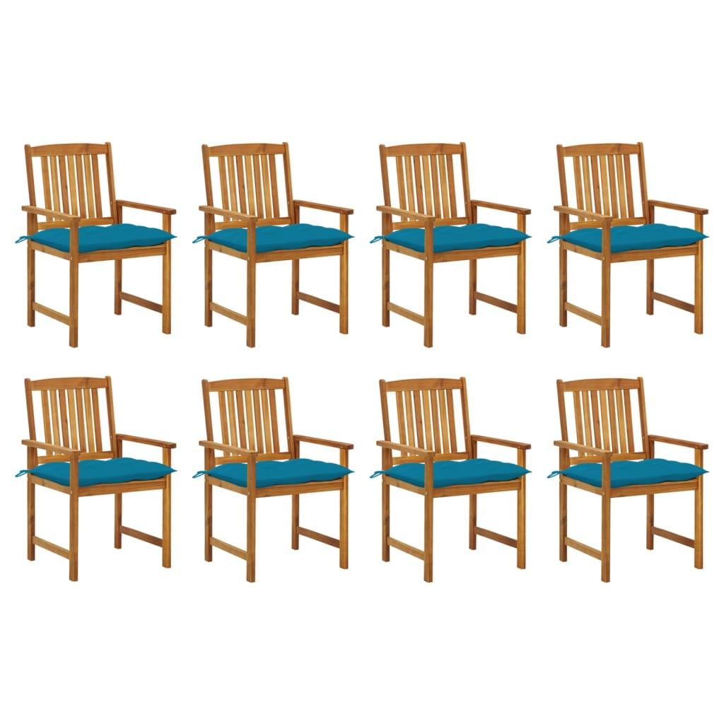 Patio Chairs with Cushions 8 pcs Solid Acacia Wood - vidaXL - 3078197 - Set Shop and Smile