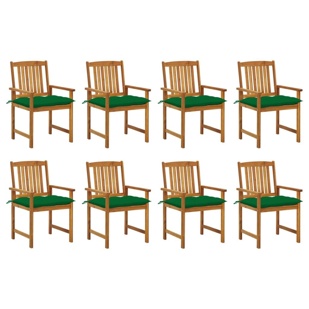Patio Chairs with Cushions 8 pcs Solid Acacia Wood - vidaXL - 3078198 - Set Shop and Smile