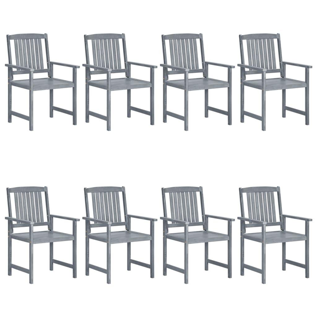 Patio Chairs 8 pcs Solid Acacia Wood Gray