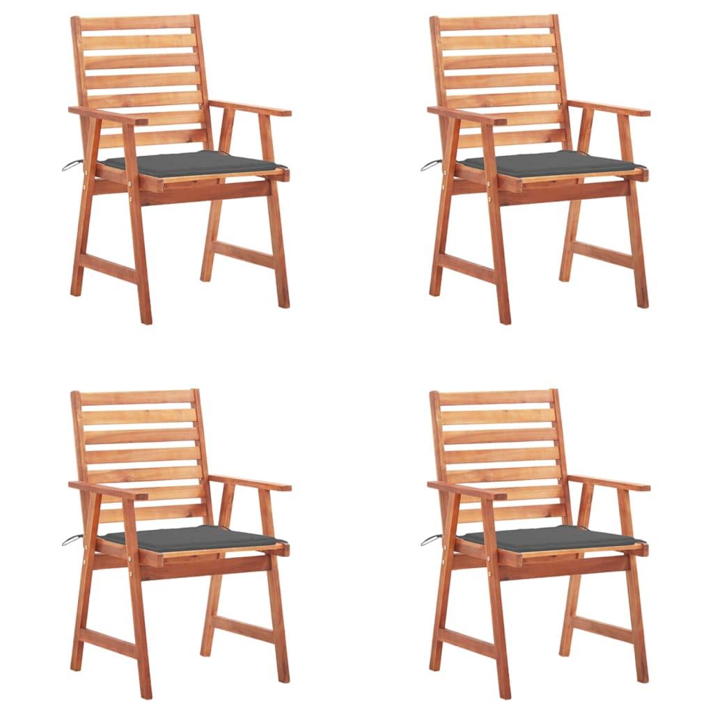 Patio Dining Chairs 4 pcs with Cushions Solid Acacia Wood - vidaXL - 3078320 - Set Shop and Smile