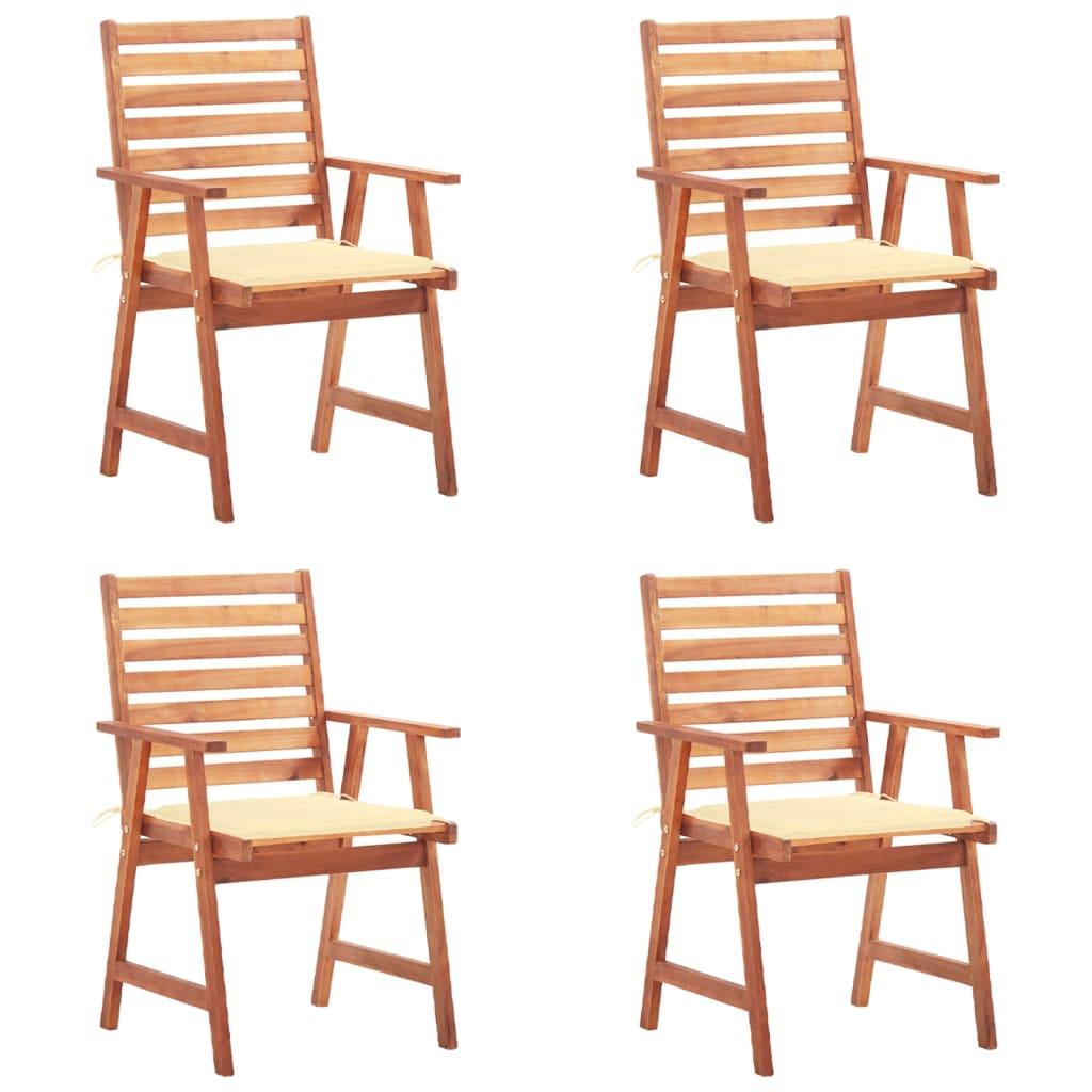 Patio Dining Chairs 4 pcs with Cushions Solid Acacia Wood - vidaXL - 3078322 - Set Shop and Smile