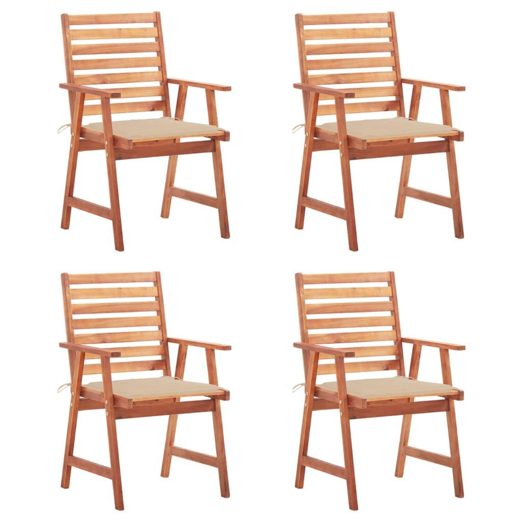 Patio Dining Chairs 4 pcs with Cushions Solid Acacia Wood - vidaXL - 3078323 - Set Shop and Smile