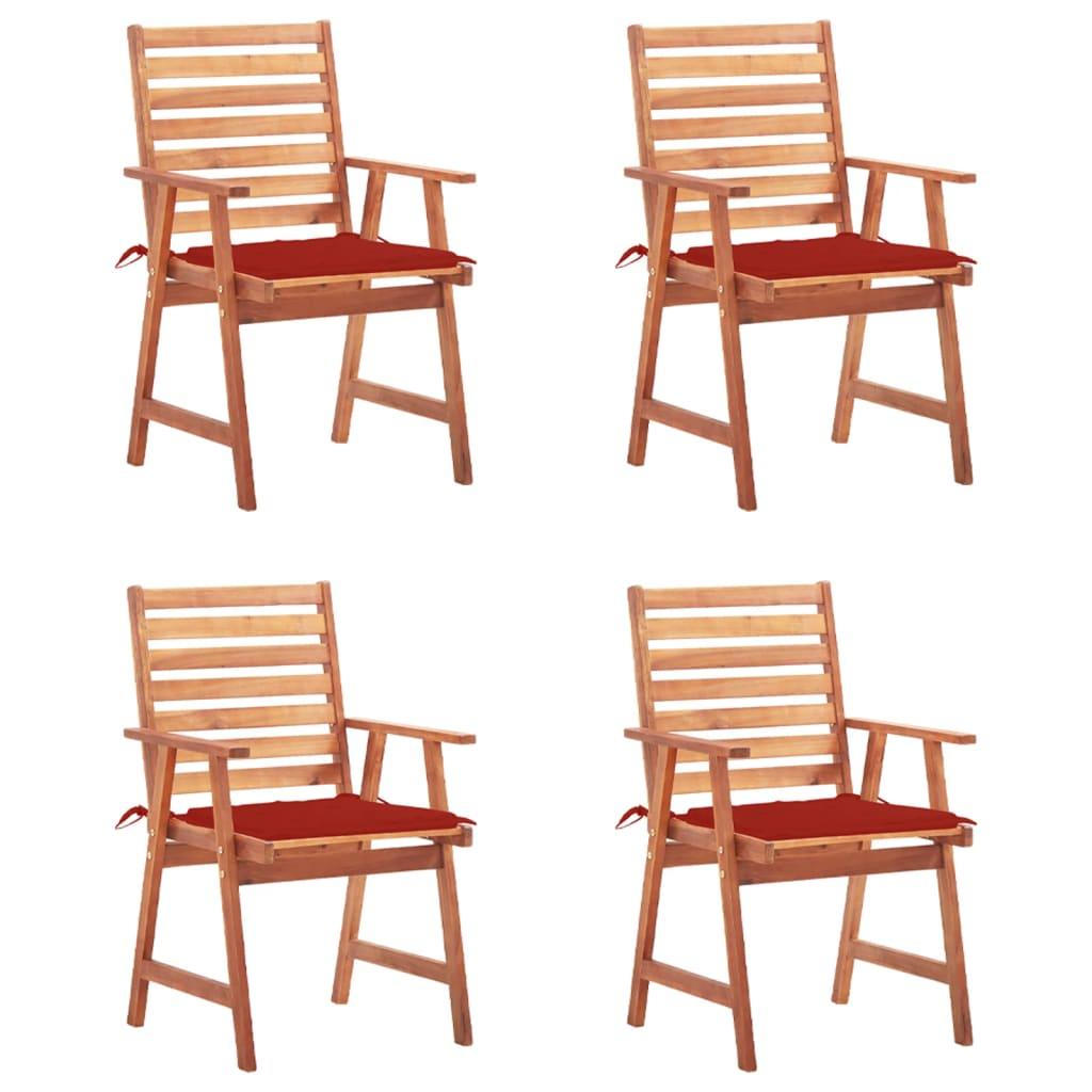 Patio Dining Chairs 4 pcs with Cushions Solid Acacia Wood - vidaXL - 3078326 - Set Shop and Smile