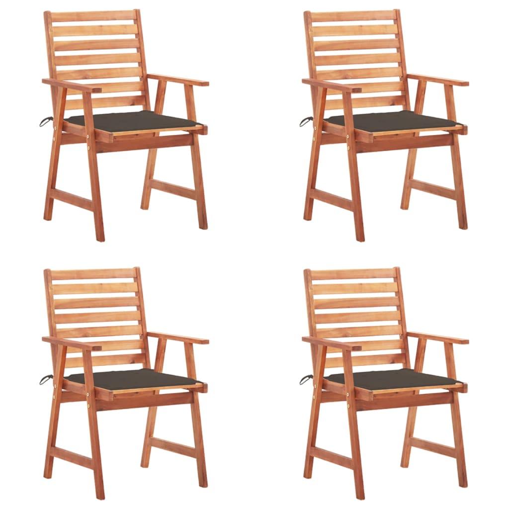 Patio Dining Chairs 4 pcs with Cushions Solid Acacia Wood - vidaXL - 3078328 - Set Shop and Smile