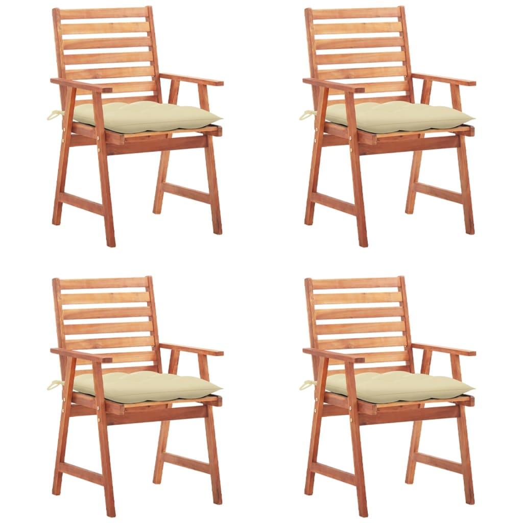 Patio Dining Chairs 4 pcs with Cushions Solid Acacia Wood - vidaXL - 3078337 - Set Shop and Smile