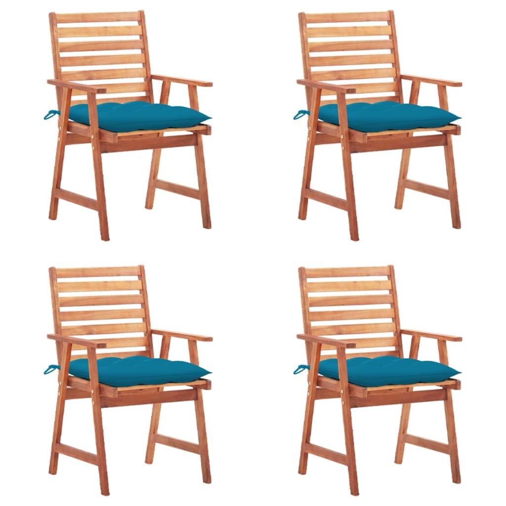 Patio Dining Chairs 4 pcs with Cushions Solid Acacia Wood - vidaXL - 3078339 - Set Shop and Smile
