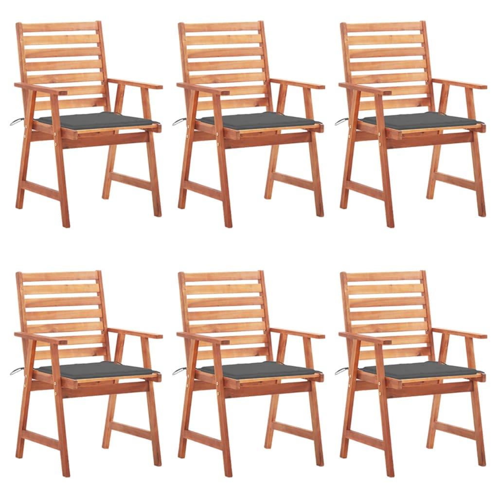 Patio Dining Chairs 6 pcs with Cushions Solid Acacia Wood