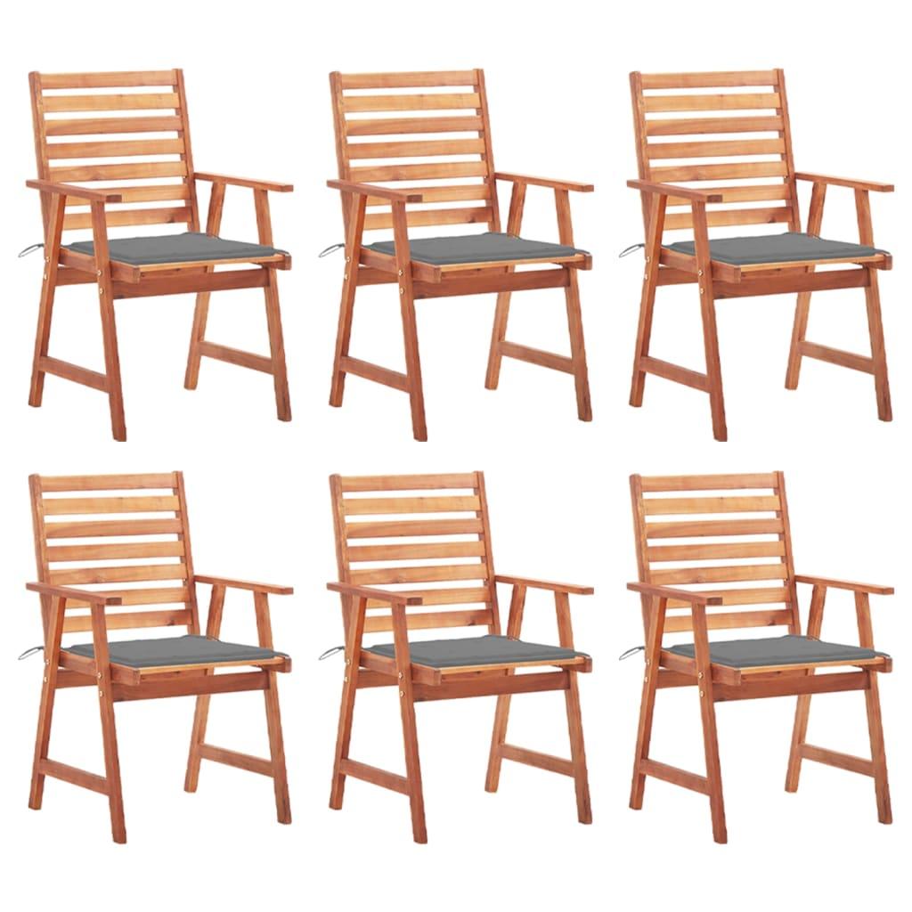 Patio Dining Chairs 6 pcs with Cushions Solid Acacia Wood - vidaXL - 3078348 - Set Shop and Smile