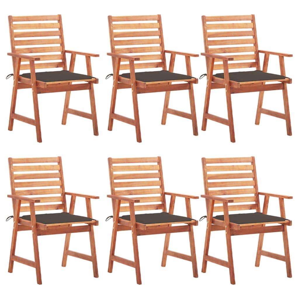 Patio Dining Chairs 6 pcs with Cushions Solid Acacia Wood - vidaXL - 3078355 - Set Shop and Smile