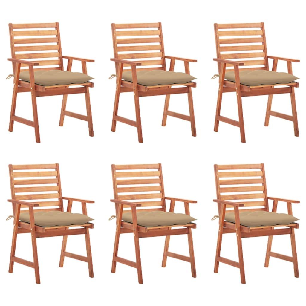 Patio Dining Chairs 6 pcs with Cushions Solid Acacia Wood