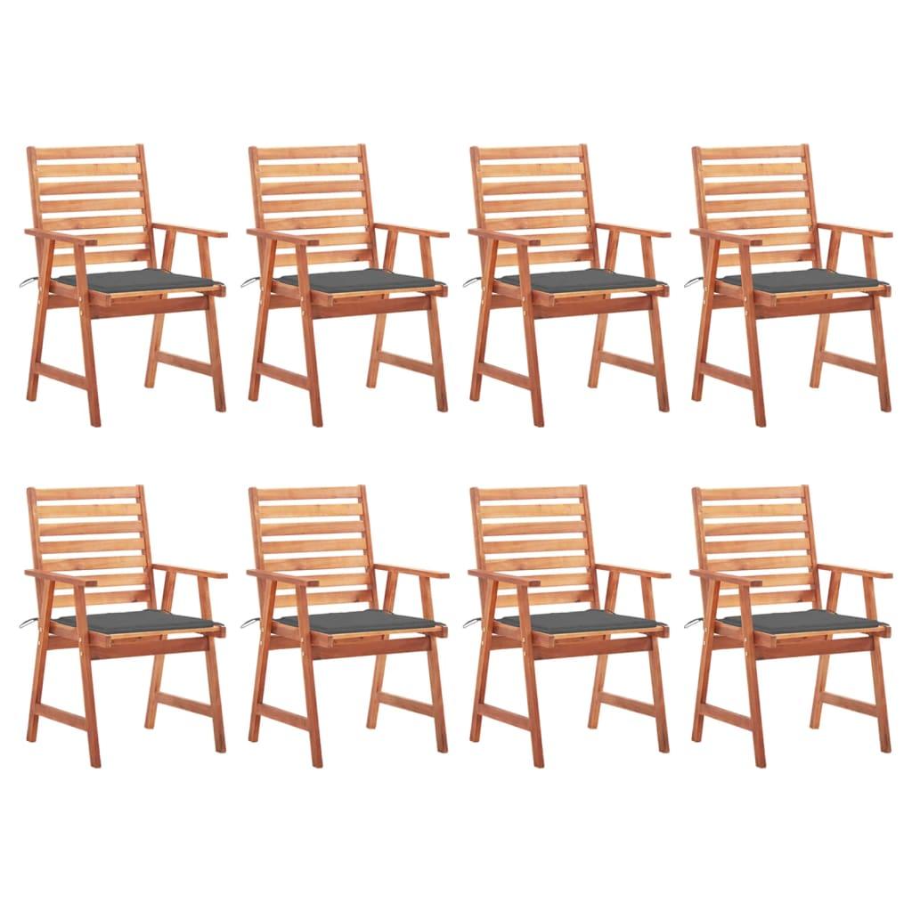 Patio Dining Chairs 8 pcs with Cushions Solid Acacia Wood - vidaXL - 3078374 - Set Shop and Smile