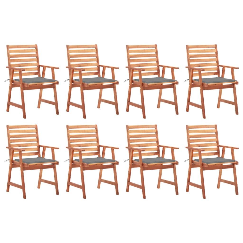 Patio Dining Chairs 8 pcs with Cushions Solid Acacia Wood - vidaXL - 3078375 - Set Shop and Smile
