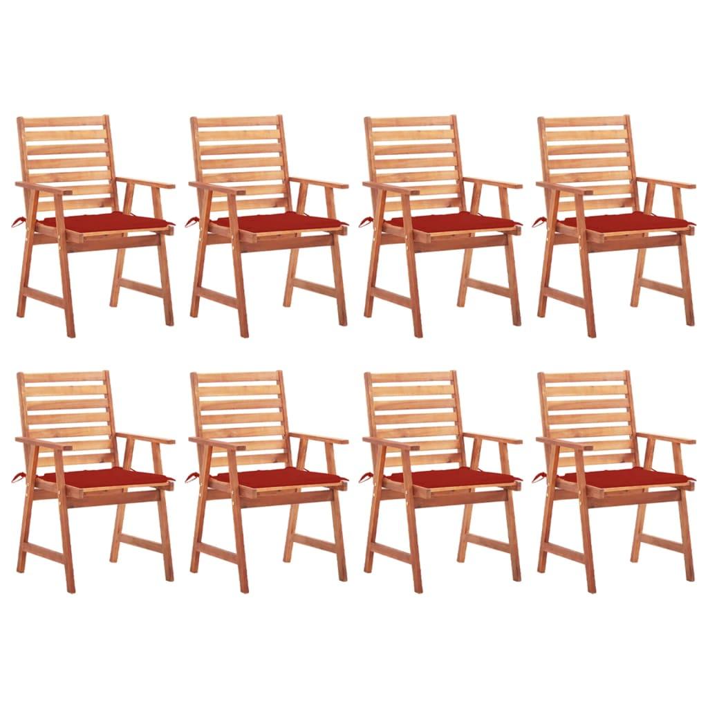 Patio Dining Chairs 8 pcs with Cushions Solid Acacia Wood - vidaXL - 3078380 - Set Shop and Smile