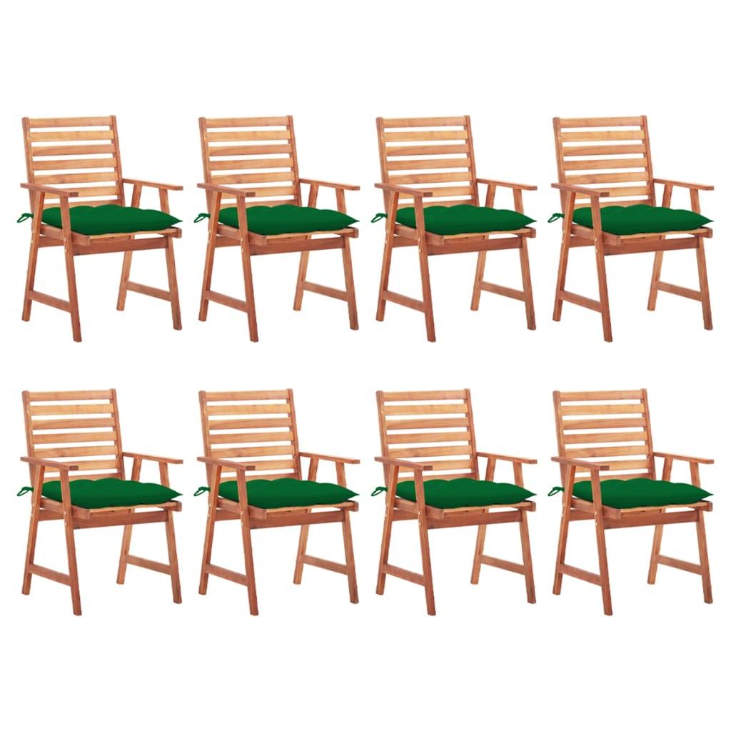 Patio Dining Chairs 8 pcs with Cushions Solid Acacia Wood - vidaXL - 3078394 - Set Shop and Smile