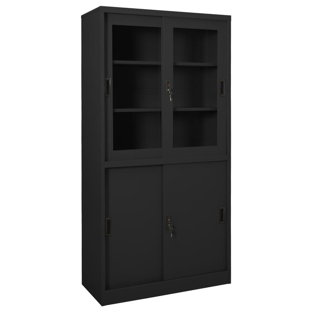 Office Cabinet with Sliding Door Anthracite 35.4