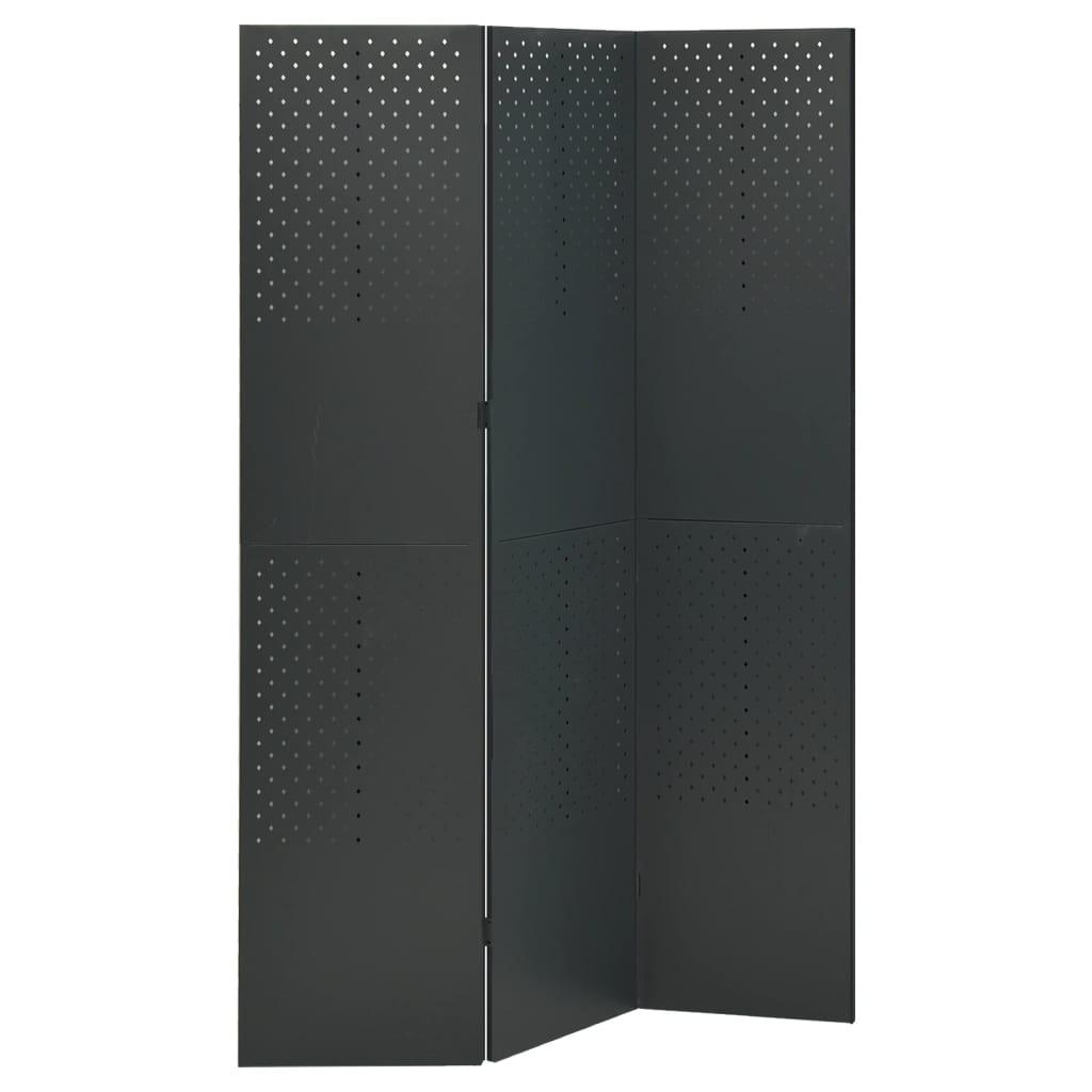 3-Panel Room Divider Anthracite 47.2