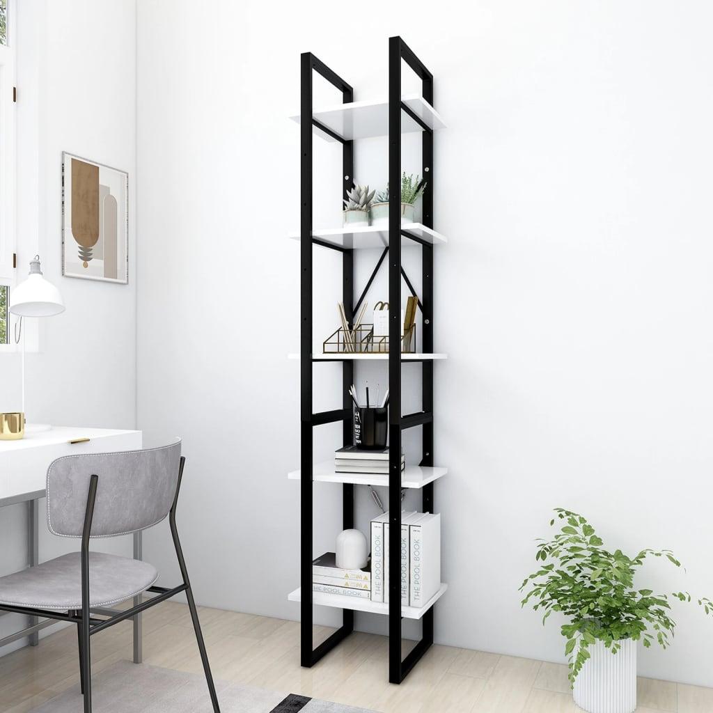 5-Tier Book Cabinet White 15.7