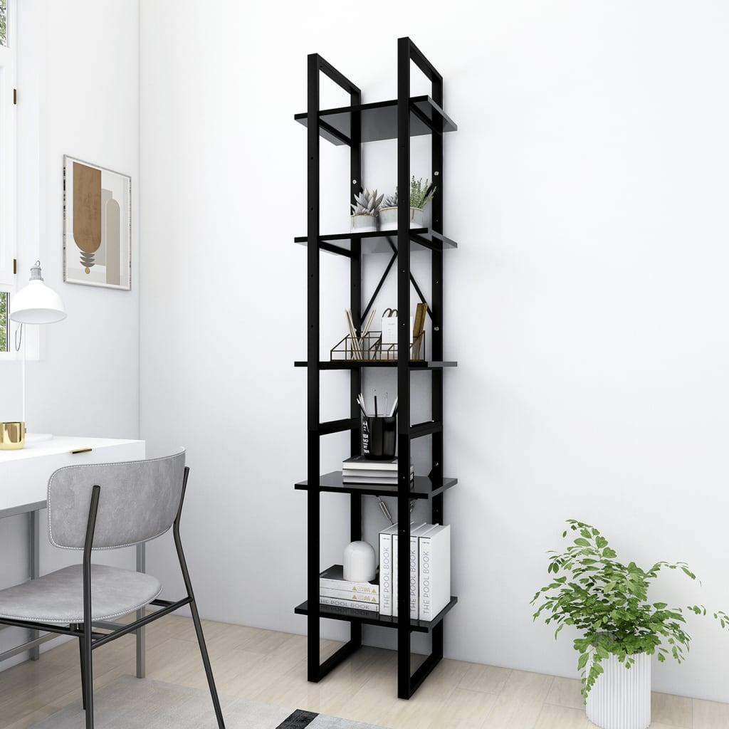 5-Tier Book Cabinet Black 15.7