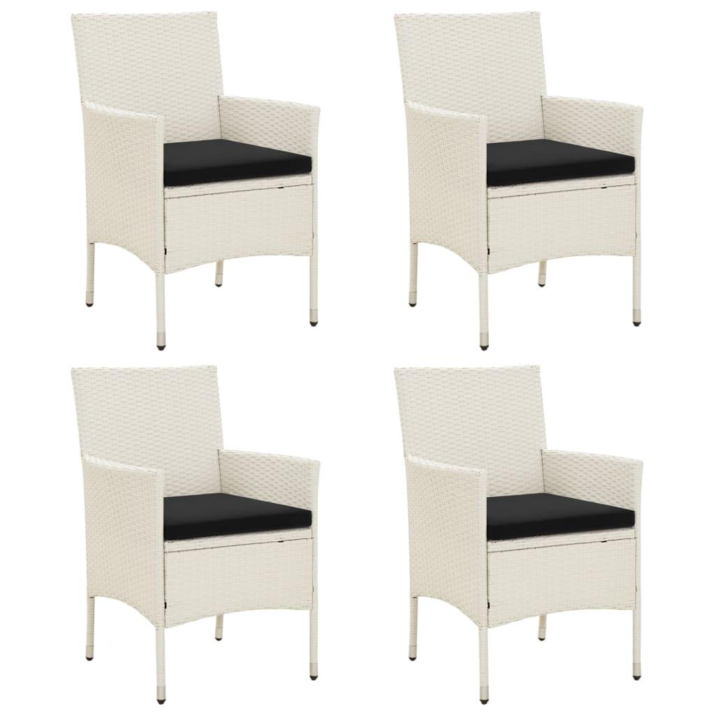Patio Chairs with Cushions 4 pcs Poly Rattan White - vidaXL - 316691 - Set Shop and Smile
