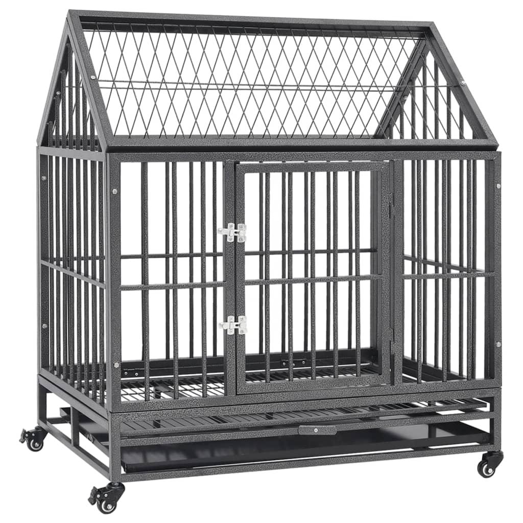 Dog Cage with Wheels and Roof Steel 36.2