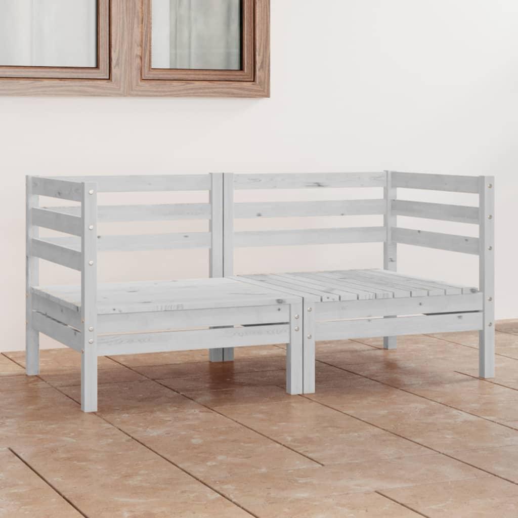 Patio 2-Seater Sofa White Solid Pinewood