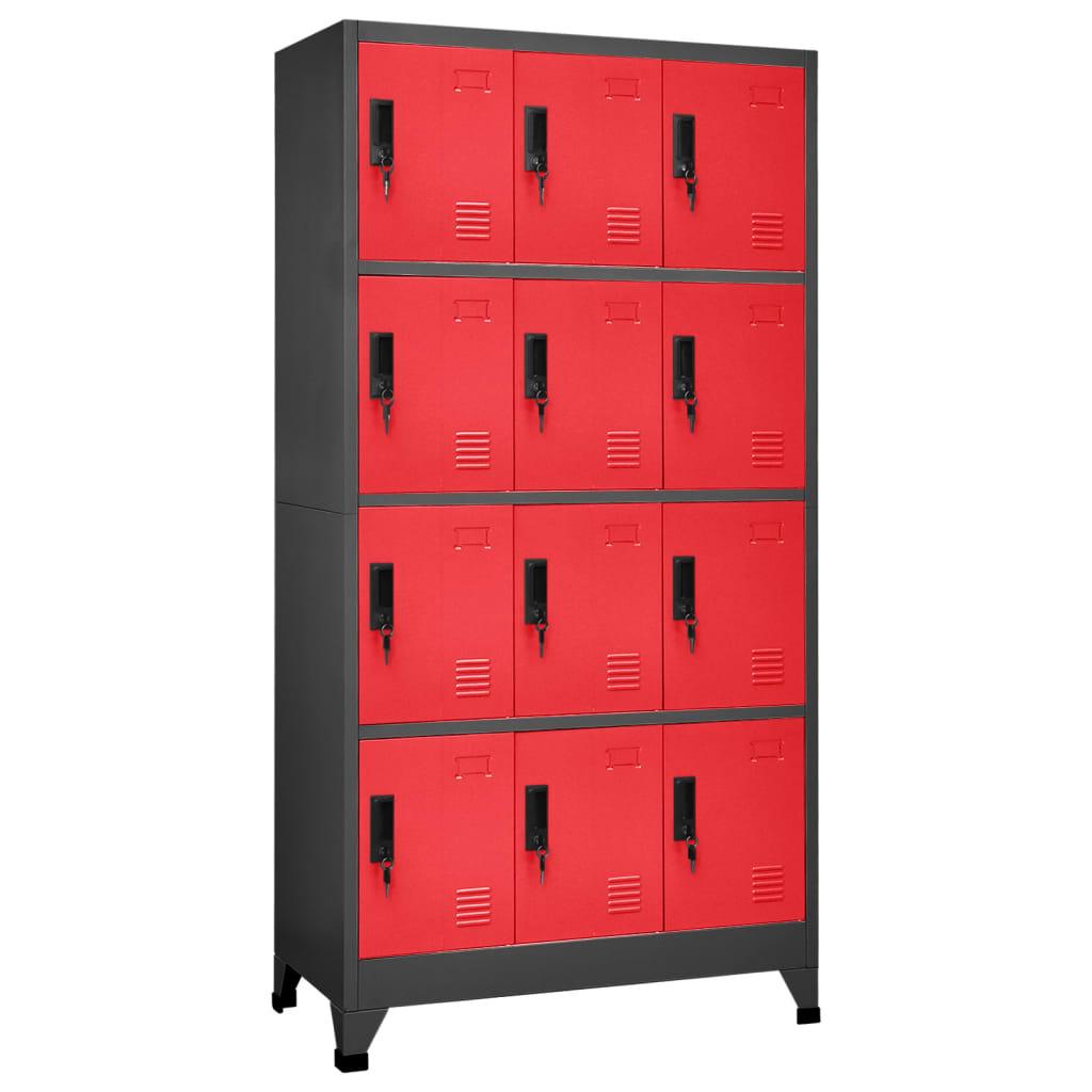 Locker Cabinet Anthracite and Red 35.4