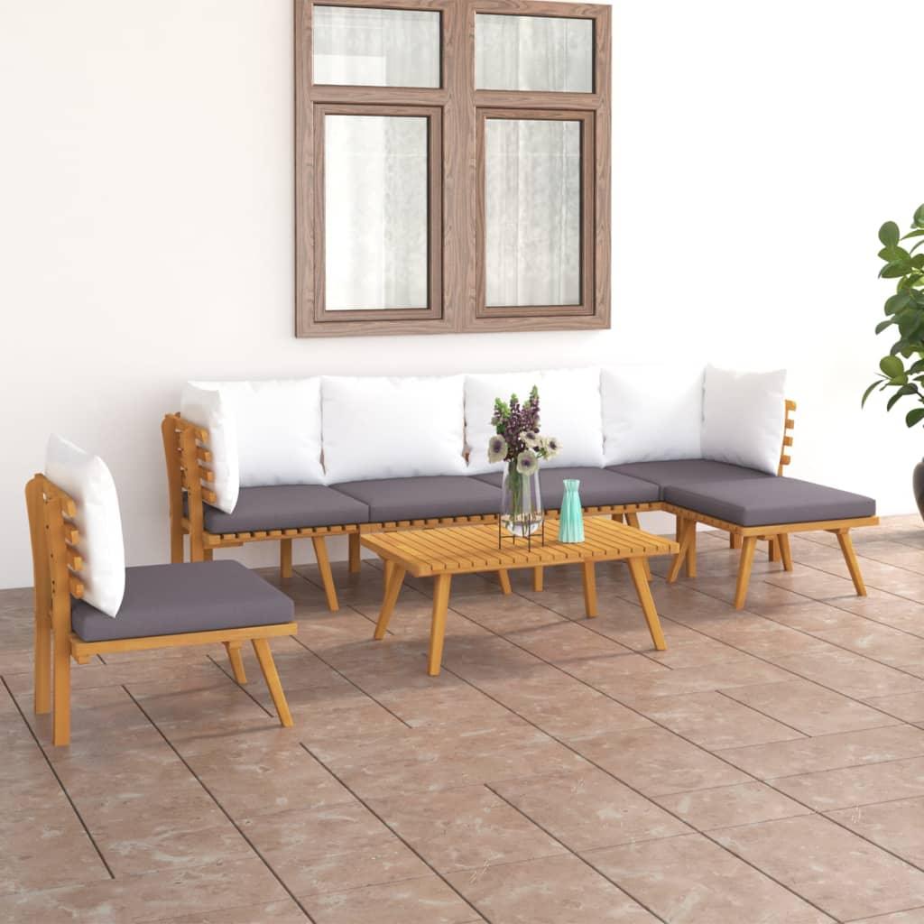 7 Piece Patio Lounge Set with Cushions Solid Acacia Wood