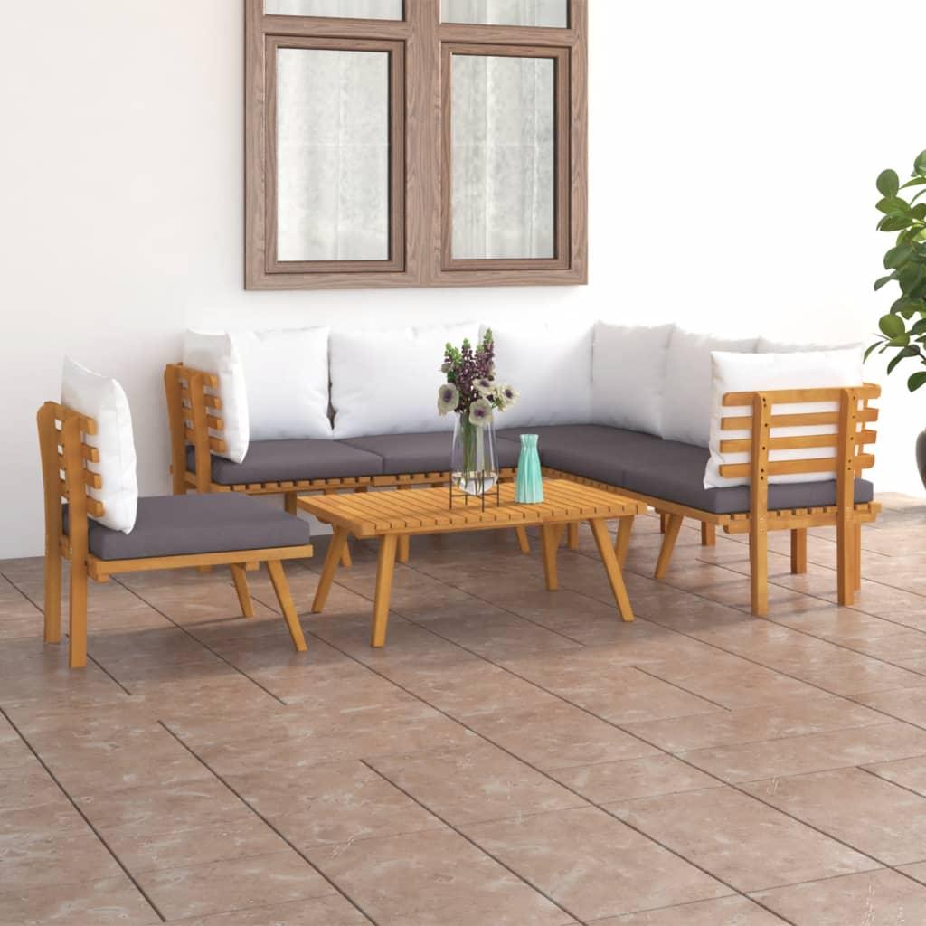 7 Piece Patio Lounge Set with Cushions Solid Acacia Wood - vidaXL - 3087015 - Set Shop and Smile