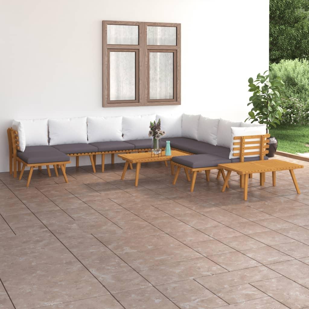 12 Piece Patio Lounge Set with Cushions Solid Acacia Wood - vidaXL - 3087021 - Set Shop and Smile