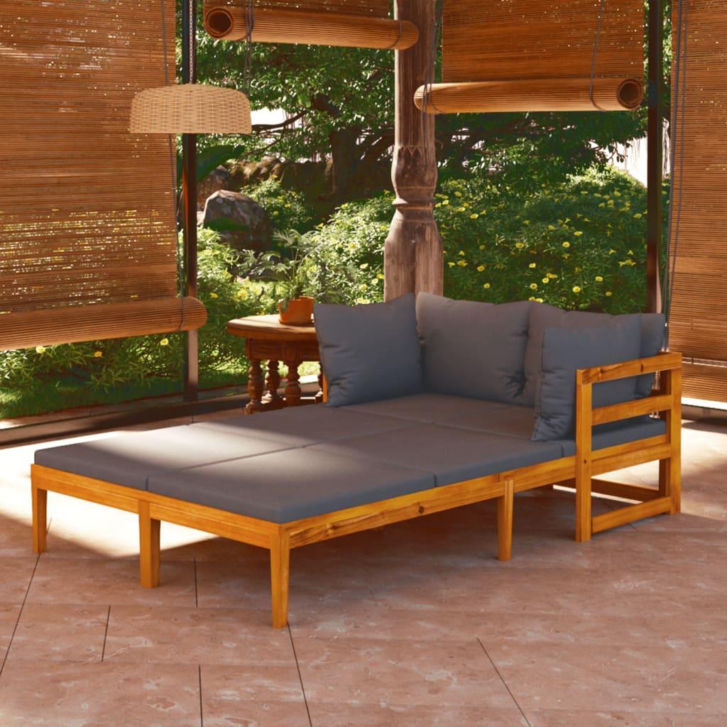 Sun Loungers with Dark Gray Cushions 2 pcs Acacia Wood - vidaXL - 3087269 - Set Shop and Smile