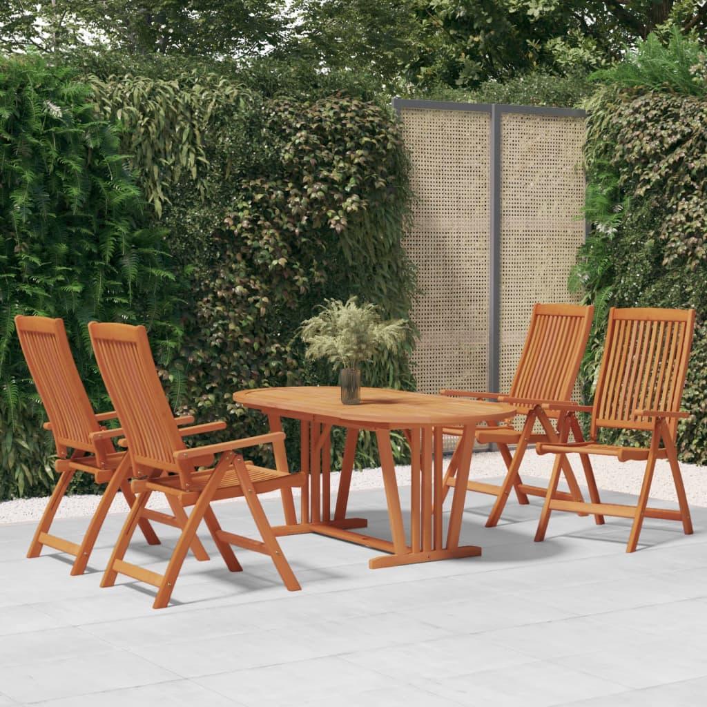 5 Piece Patio Dining Set Solid Wood Eucalyptus