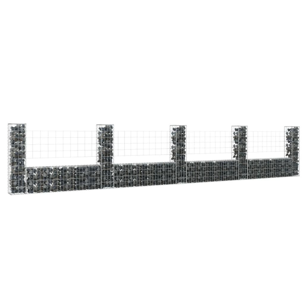 U-shape Gabion Basket with 5 Posts Iron 196.9