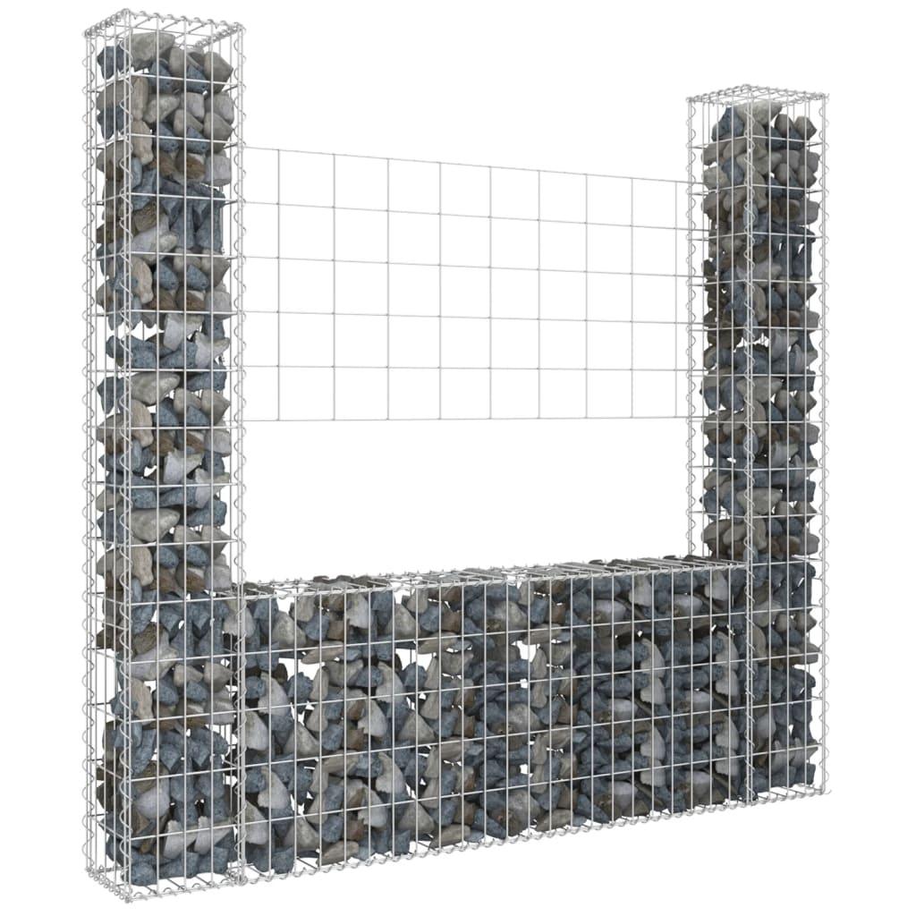 U-shape Gabion Basket with 2 Posts Iron 55.1