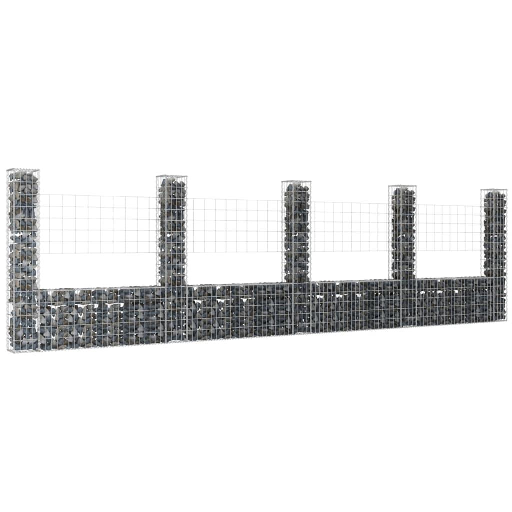 U-shape Gabion Basket with 5 Posts Iron 196.9