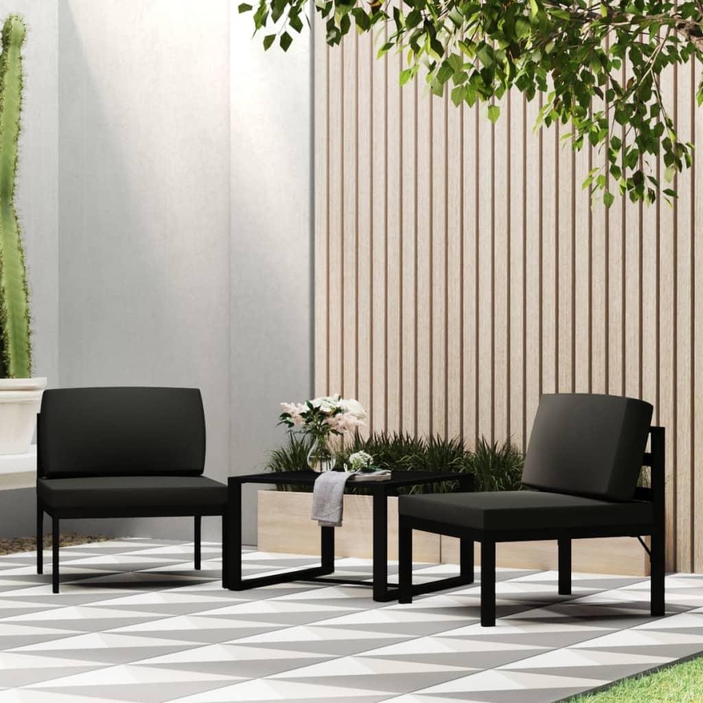 3 Piece Patio Sofa Set with Cushions Aluminum Anthracite