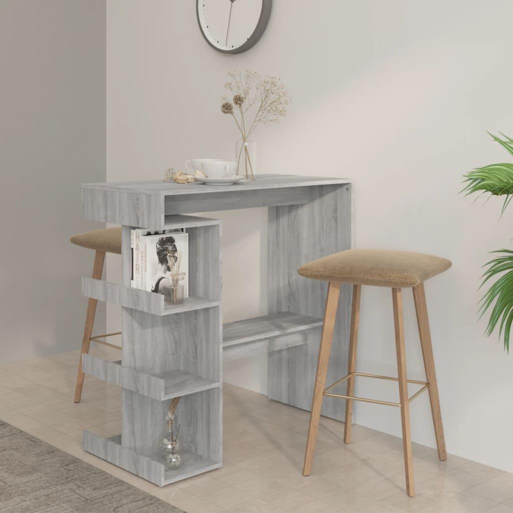 Bar Table with Storage Rack Gray Sonoma 39.4