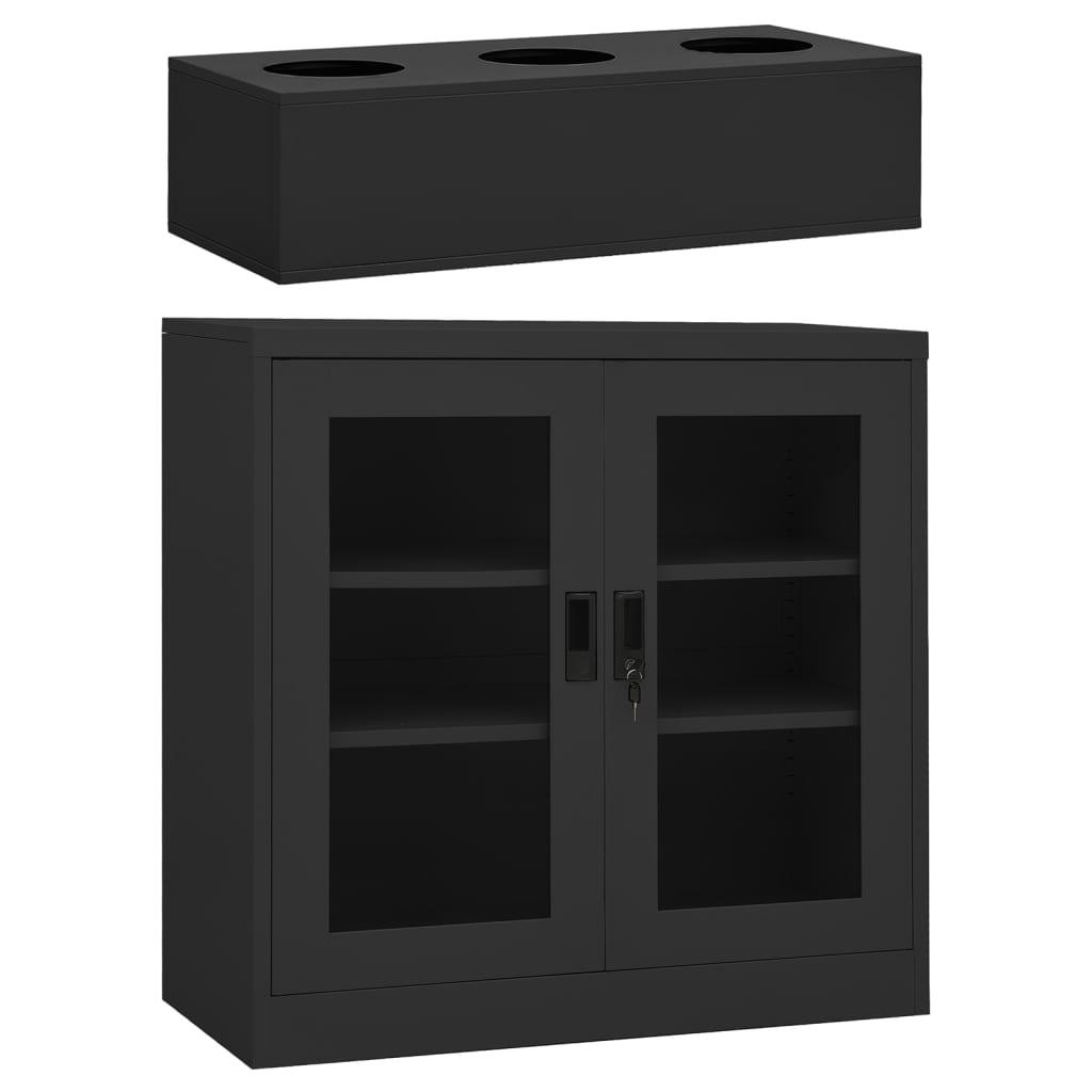Office Cabinet with Planter Box Anthracite 35.4"x15.7"x44.5" Steel - vidaXL - 3095261 - Set Shop and Smile