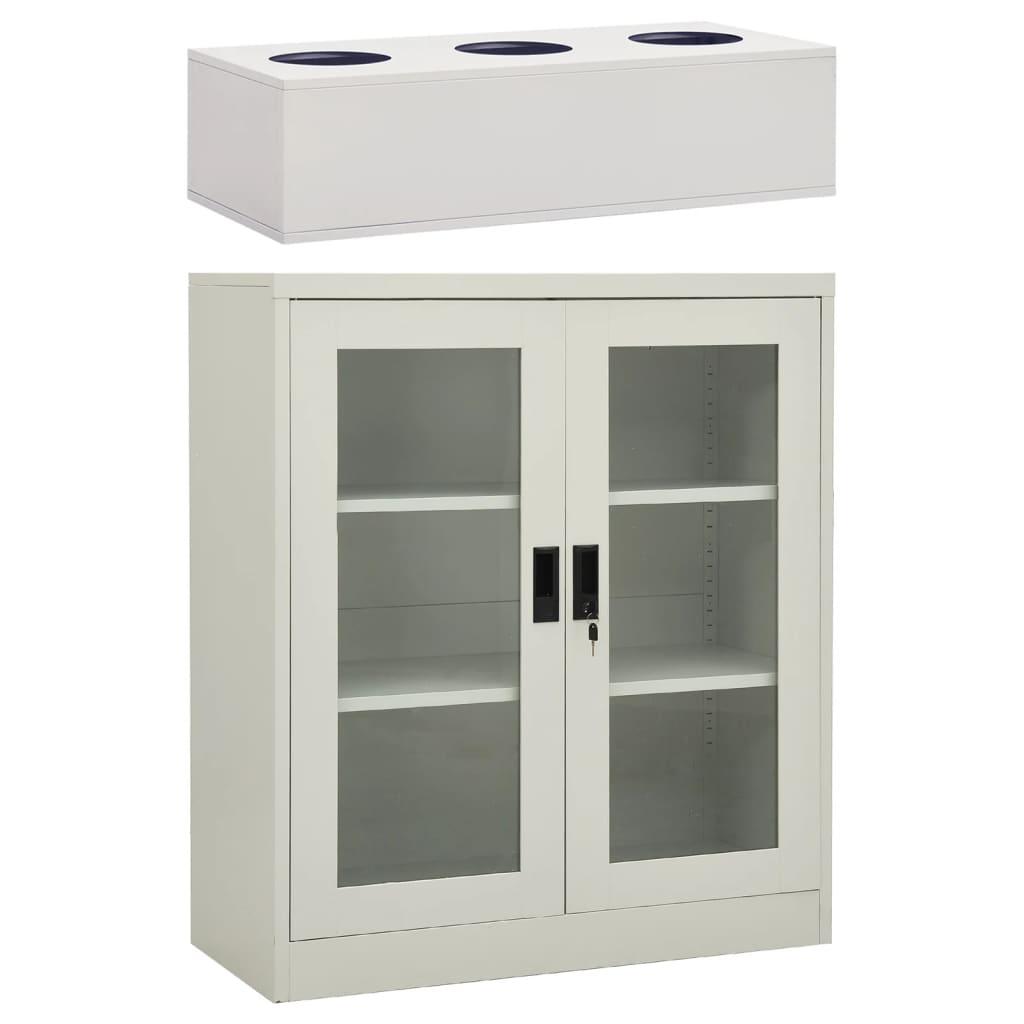 Office Cabinet with Planter Box Light Gray 35.4"x15.7"x50.4" Steel - vidaXL - 3095262 - Set Shop and Smile