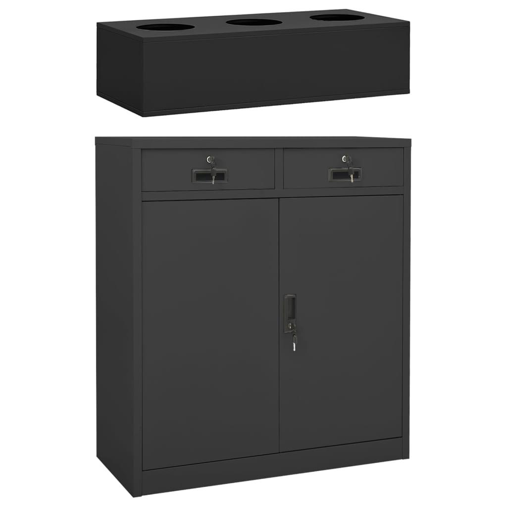 Office Cabinet with Planter Box Anthracite 35.4"x15.7"x49.2" Steel - vidaXL - 3095269 - Set Shop and Smile