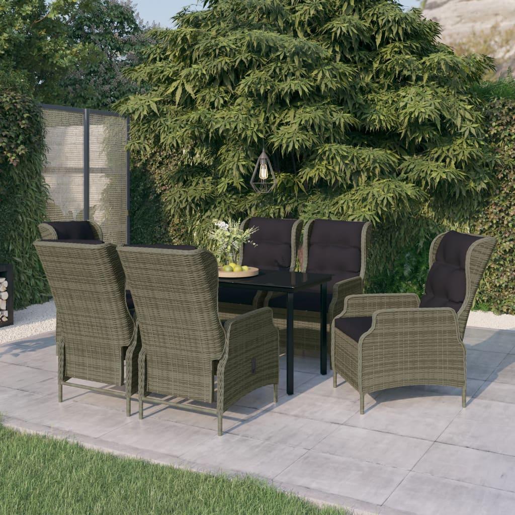 7 Piece Patio Dining Set Brown